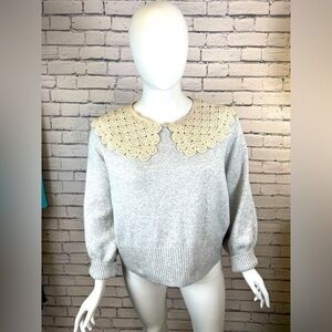 A.N.A. Grey Sweater With Crochet Collar size 4X